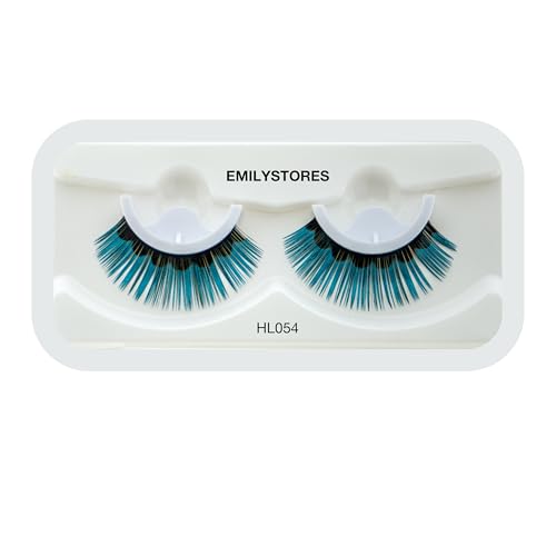 Metallic Teal and Black False Eyelashes with Applicator Tweezers