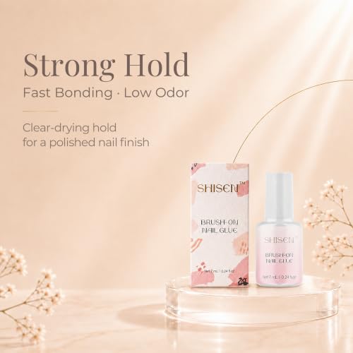 SHISEN Pink Doodle Edition Nail Glue for Press-On Nails, Quick Dry, Strong Hold, Low Odor, 7mL