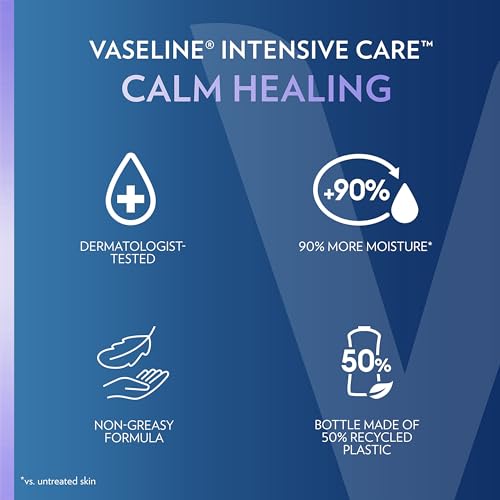 Vaseline Intensive Care Calm Healing Body Lotion 3 count for Dry Skin Made with Ultra-Hydrating Lipids and Lavender Extract to Heal and Restore Dry Skin 20.3 oz