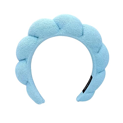 BLAISTER Skincare Headband for Women, Spa Headband, Makeup Headband for Washing Face, Soft Towel Headband for Facial Mask, Cute Hairband for Shower (Blue)