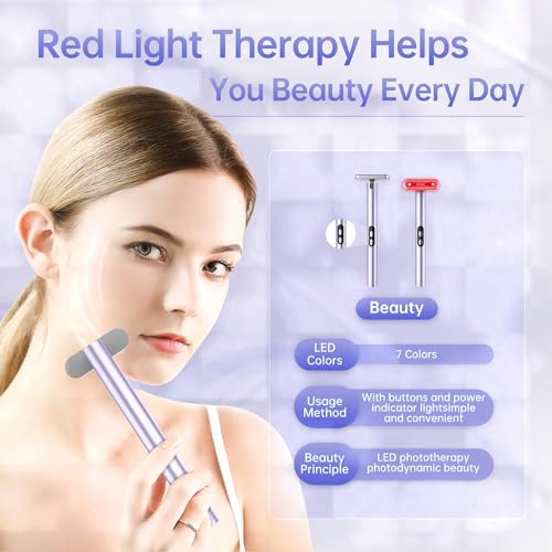 7-Color LED Red Light Therapy Wand for Face & Neck