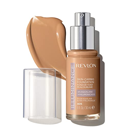 Revlon Illuminance Skin-Caring Liquid Foundation Hazel / 1 fl oz - Medium Coverage, Hyaluronic Acid & Squalane