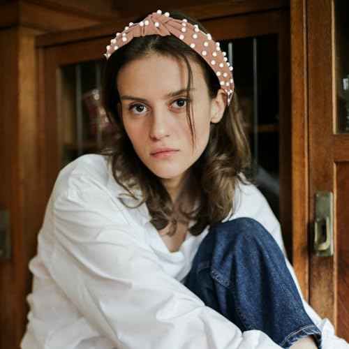 Jaciya Headbands for Women 4 Pack Pearl Headbands for Girls Knotted Headband for Women Top Knot Turban Hair Accessories