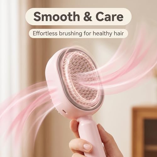 Rechargeable Electric Steam Hair Brush & Detangler - Pink