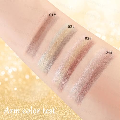 3 Color Matte Gradient Glitter Eyeshadow Stick, Cream Blendable Metallic Shimmer Eye Shadow Pencil, Lightweight Long-Lasting Eye Makeup Pen for Daily Makeup, #04 Glittering rose