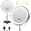 VPU Chrome 9-inch Lighted Makeup Mirror with 30X Magnification & Adjustable Brightness