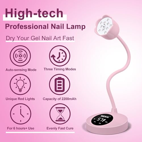 Nail Glue with UV LED Nail Lamp Cordless Flash Cure Gel Nail Lamp,Super Strong Nail Glue for Acrylic Nails Long Lasting,Fast Curing Gel Polish Lamp Auto Sensor 4 Timer Setting,Professional Nail Lamp w