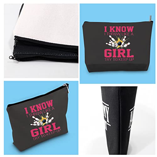 GJTIM Bowling Gift Bowling Lover Cosmetic Bag Bowling Travel Zipper Pouch for Bowling Team (Keep Up Bowling Bag)