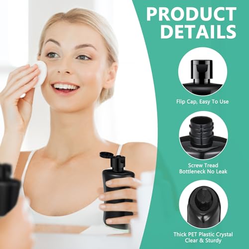 Domensi 36 Pcs Black Travel Bottles with Flip Cap Plastic Travel Size Toiletries Bottles Portable Leak Proof Squeeze Container Refillable Empty Cosmetic Containers for Liquid Shampoo Lotions (3.4 oz)