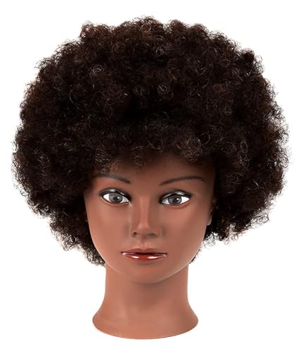 Human Hair Mannequin Head Afro Curly 9" with Stand