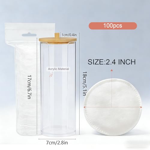 Cotton Round Holder and Dispenser, Acrylic Container