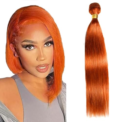 MavKuvx #350 Orange Straight Human Hair Bundle - 12 Inch