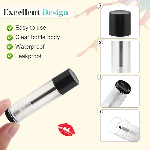 100Pcs 5g Empty Clear Plastic Lip Balm Tubes with Black Caps,Refillable Twist-up Lipstick Tubes,Cosmetic Containers for Homemade Chapstick,Lip Gloss,Deodorant,Solid Perfume,Beauty Sample