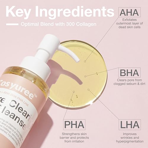 Collagen Pore Cleaning Oil Cleanser for Face by COSYUREE? AHA BHA PHA LHA Oil for Deep Cleansing, Face Cleansing, Hydration, and Makeup Removal, Korean Skincare with Lemon & Lavender