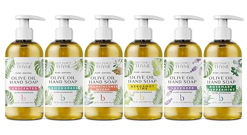 Brittanie's Thyme Natural Castile Olive Oil Hand Soap - 12 oz, Pack of 3 (Bergamot & Lime) - Castile Soap Made Olive Oil, Natural Luxurious Essential Oils & Vitamin E. Vegan & Gluten Free