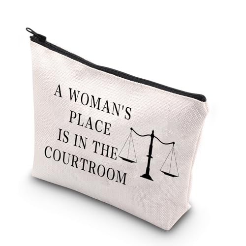 BDPWSS Lawyer Makeup Bag Future Attorney Gifts Legal Balance Gift Law Graduation Gift a Woman's Place Is In The Courtroom Cosmetic Bag (Place In Courtroom)