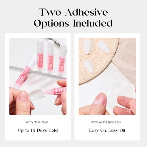 Beetles Milky White Press On Nails - Short Squoval Soft Gel Kit (32 Pcs)