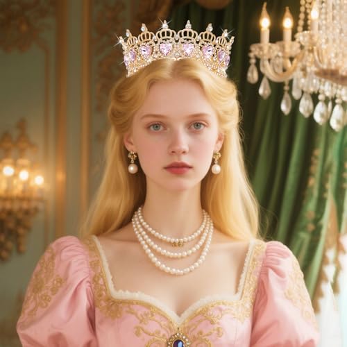 Queen Crown Wedding Rhinestone Heart Tiara for Bridal & Party Hair Accessories