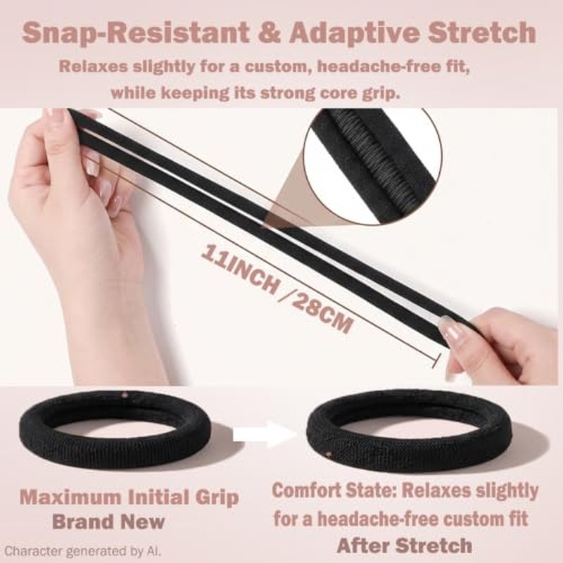 Seamless Hair Ties for Thick Curly Hair | Ouchless Elastic Ponytail Holders