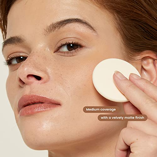 JOAH Perfect Complexion Cashmere Powder Foundation, Medium Face Coverage, Matte Finish, Korean Makeup, Compact Design For Oily & All Skin Types, 16 Hour Wear, Deep with Neutral Undertones