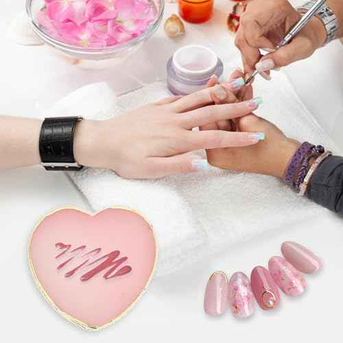 SUMAJU 2 Pcs Resin Nail Art Palette, Nail Art Painting Nail Polish Palette Gel Palette Gold Edge Color Makeup Display Nail Art Tools Gold Edge Nail Stuff