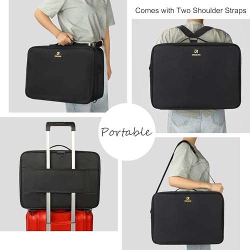 Extra Large Makeup Train Case with Adjustable Dividers & Shoulder Strap