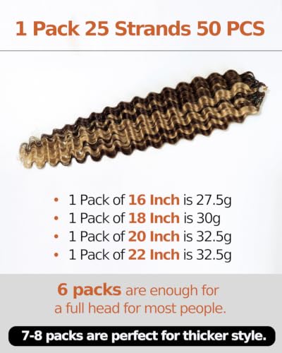 BEEOS Deep Wave Crochet Hair 20 Inch P4/27 Human Hair
