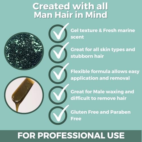 Cirepil - Homme - 800g / 28.22 oz Hard Wax Beads Bag - Strong Grip for Men¡¯s Coarse Hair - Effective Manscaping for Back, Chest & Shoulders - Fresh Marine Scent - Low Temp Refill Bag