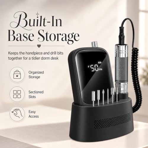 Wea&Hea Electric Nail Drill for Manicure & Pedicure, Professional Cordless 50,000RPM