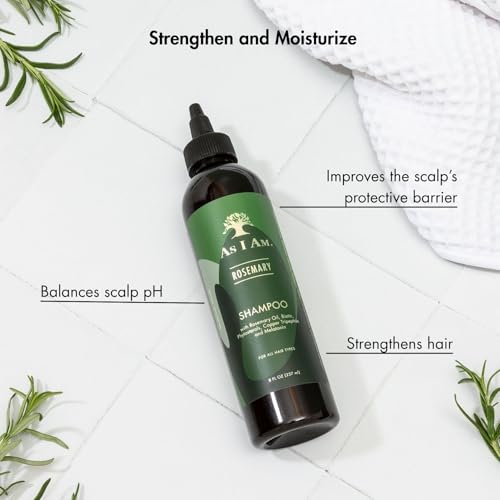 As I Am Rosemary Shampoo 8 oz - Scalp Treatment for Hair Density - with Biotin & Saw Palmetto (Pack of 2)