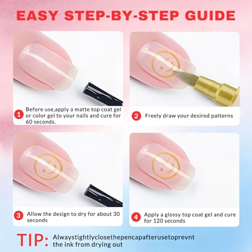 Metallic Nail Art Pens Set, 10 Colors Dual-Tip