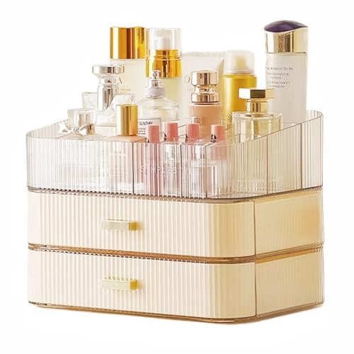 Makeup Organizer with Drawers Stackable Skincare Cosmetic Makeup organization for vanit Bathroom Desk Countertop (Cream)