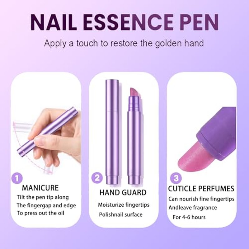 3-in-1 Cuticle Oil Pen with Ceramic Tip - Nail Care Tool (2 Pcs)