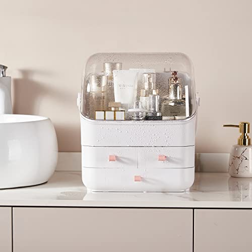 SUNFICON Makeup Organizer Holder Cosmetic Storage Box with Makeup Tray Holder Organizer Cosmetic Display Case