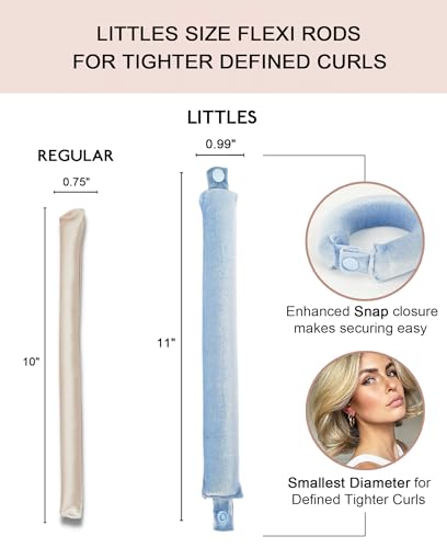 RIFFIN 3 Rods Heatless Overnight Curls Set with Satin Wrap – Pale Blue, 0.99"