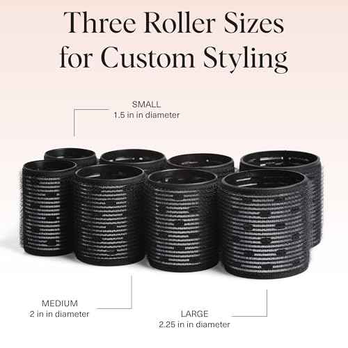 Kitsch Self-Grip Ceramic Hair Rollers Set for Heatless Curls, 8 Pack