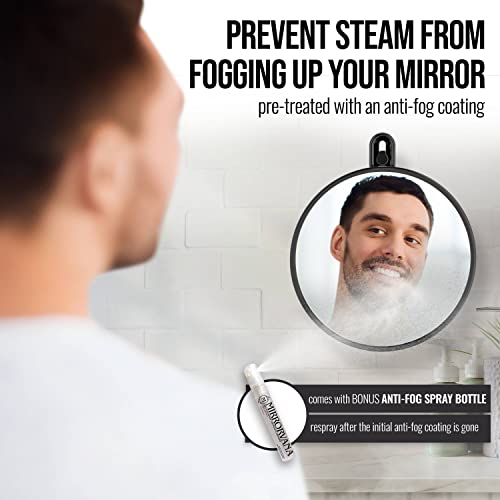 Fogless Shower Mirror for Shaving, Shatterproof 6" with Anti-Fog Spray