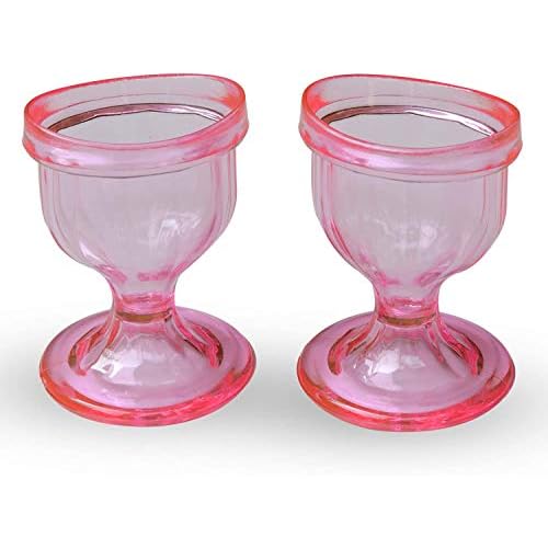 Pink Colored Eye Wash Cups for Effective Eye Cleansing - Eye Shaped Rim, Snug Fit (Set 2 Pcs.)