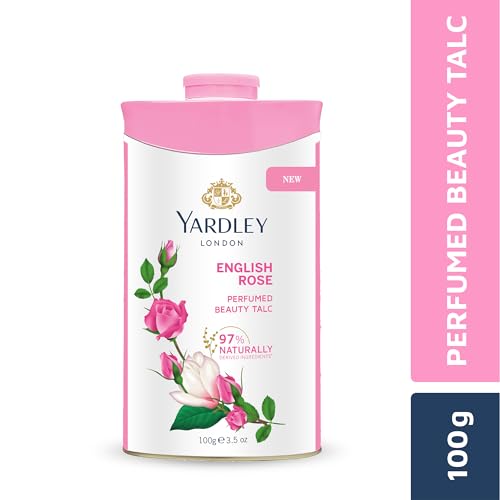 English Rose Perfumed Talcum Powder - Deodorizing Body Powder 100g - Travel Friendly Variation Rose 3.5 Oz