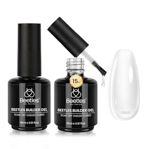Beetles Clear Builder Nail Gel 0.51oz - Strengthen & Extend Natural Nails, 2-Pack