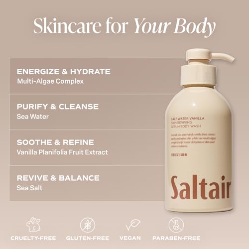 Saltair Body Oil and 2-Pack Body Wash Set ? Moisturizing Cleanser and After-Shower Skincare Duo ? Salt Water Vanilla Scent
