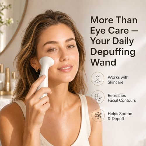 SENLAN 3-in-1 Heated & Cooling Eye Massager Wand for Dark Circles