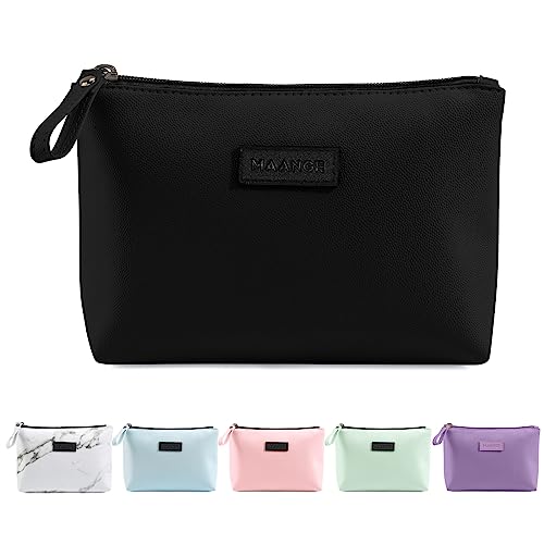 MAANGE Small Makeup Bag PU Leather Cosmetic Pouch with Zipper
