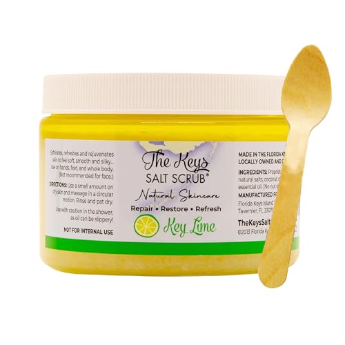 Key Lime Sea Salt Body Scrub Exfoliator with Wooden Spoon