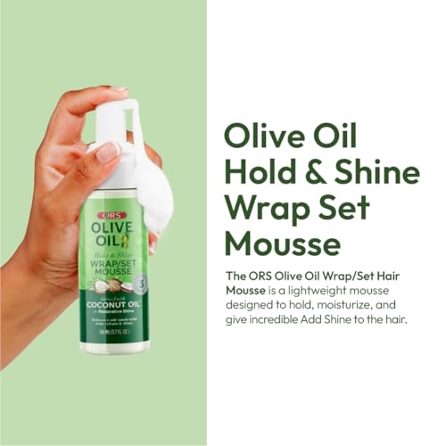 ORS Olive Oil Hold & Shine Wrap Set Mousse Infused with Coconut Oil 3.7 Ounces (Pack of 2)