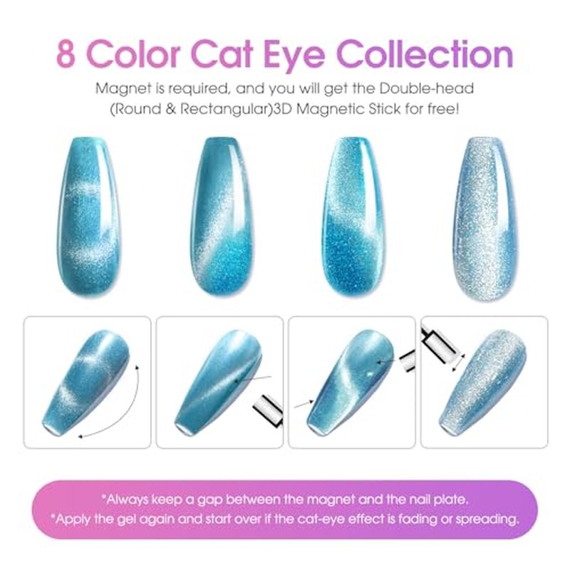 ROSALIND Magnetic Cat Eye Gel Polish 8-Color Set