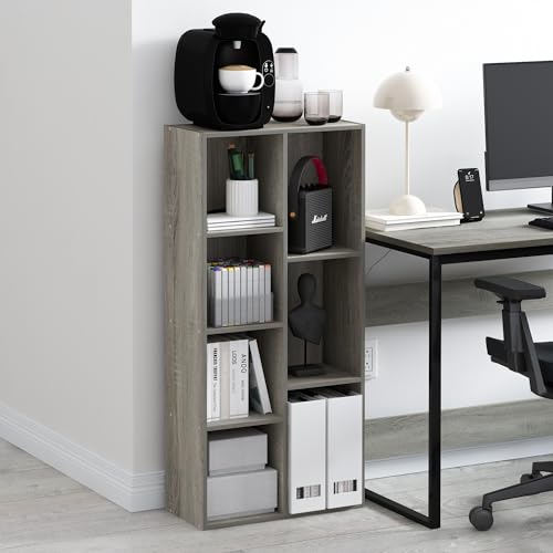 Furinno 11-Cube and 7-Cube Reversible Open Shelf Bookcases in French Oak