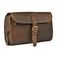 LEATHER VILLAGE Hanging Leather Toiletry Bag for Men ? Handcrafted Vintage Premium Travel Dopp Kit with Waterproof Lining, Shaving Organizer and Shower Bathroom Essentials Case - Brown