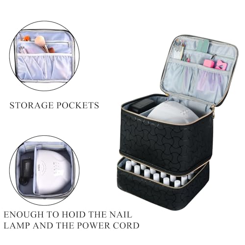 Professional Nail Polish Organizer Case Holds 30 Bottles & Nail Light