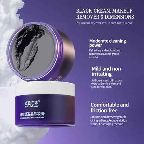 BLUE LOVE Black Makeup Remover Cleansing Cream for Eyes, Face & Lips - Deep Cleaning Moisturizing Balm, Gentle Makeup Melting for All Skin Types